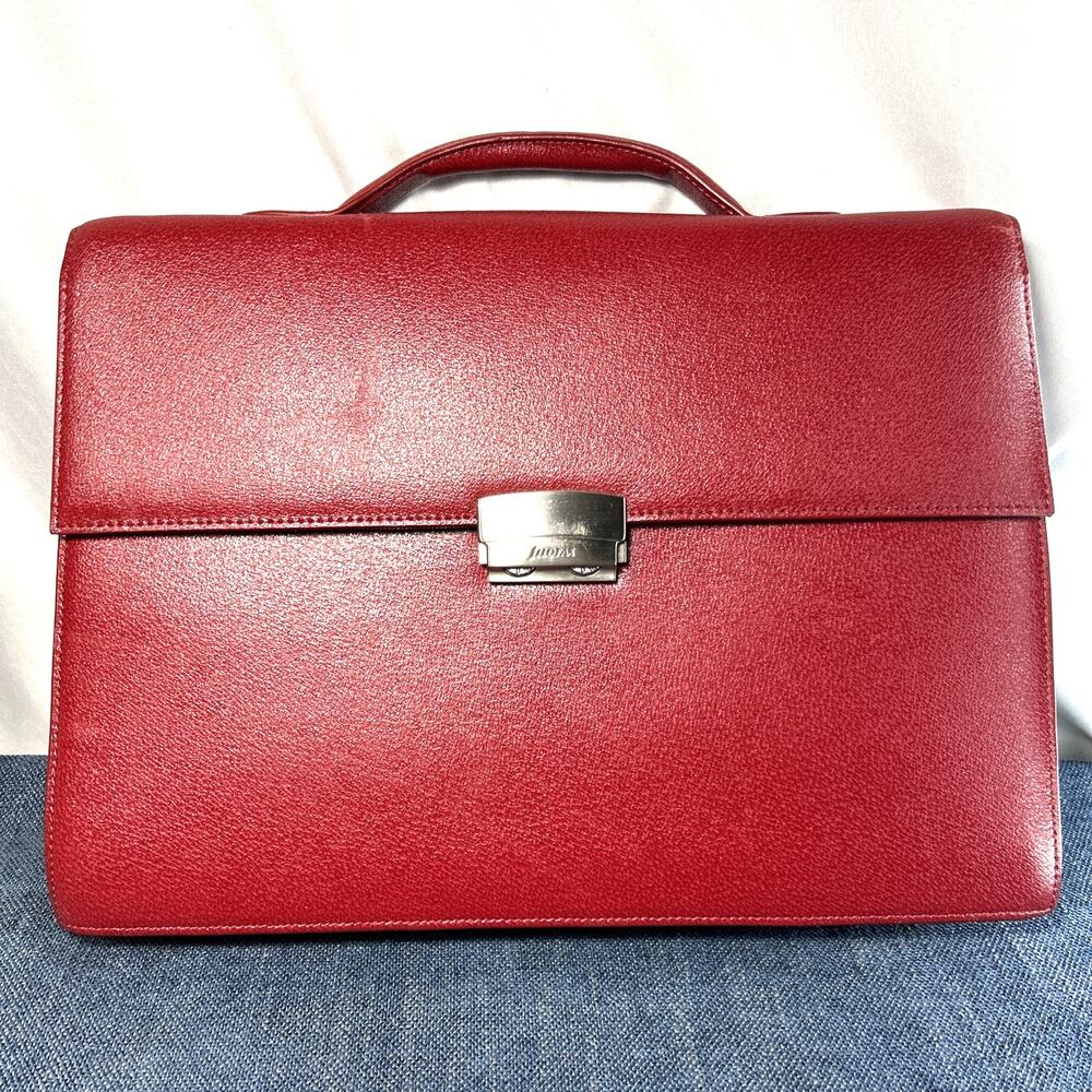 Vintage Earl Filofax Combination Briefcase Red 15” With Dust Bag